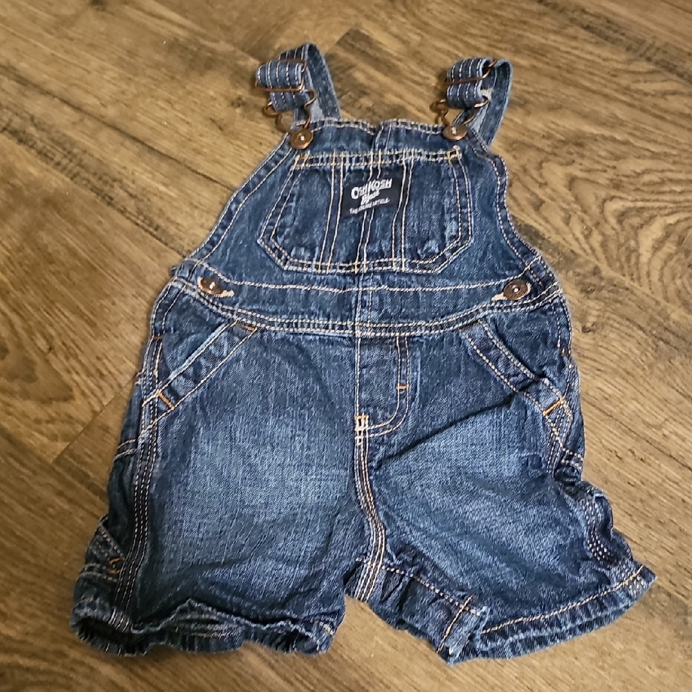 OshKosh B'gosh Overalls Denim Kids Carpenter Shorts 12 Months Toddler Baby